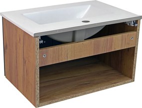Comodo Kúpeľňová skrinka s keramickým umývadlom Agria II GOB 60 - zlatý dub/čierna