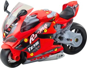 LEAN Toys Motocykel 2v1 DIY dielenské svetlá Zvuky Dym Červená 43cm