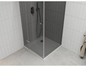 Mexen Roma, sprchový kút s krídlovými dverami 100 (dvere) x 100 (stena) cm, 6mm šedé sklo, chrómový profil + slim sprchová vanička biela + chrómový sifón, 854-100-100-01-40-4010