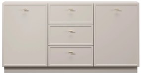 Komoda Lorini 150 cm so zásuvkami - kašmír / zlaté úchytky T-bar