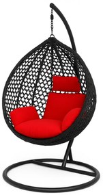 Závesné ratanové hojdacie kreslo KAYLA čierne