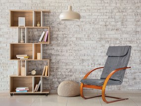 ModernHome Fínske hojdacie kreslo - sivé s hnedým rámom