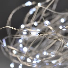 SOLIGHT Vianočná reťaz strieborná, 30x mini LED, 3m, 3 x AA, studené svetlo