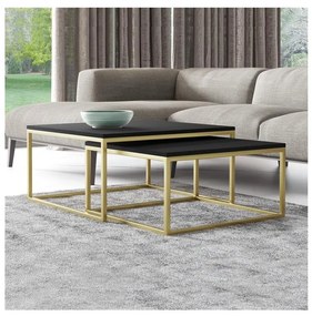 SADA 2x Konferenčný stolík DUAL čierna/zlatá