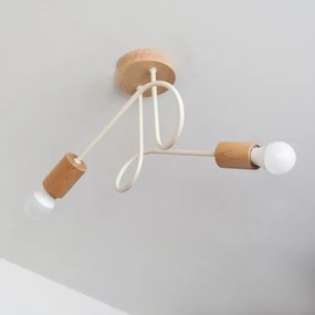 Prisadený luster OXFORD 2xE27/15W/230V borovica/krémová