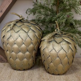 Elegantná kovová dekorácia šiška v antik mosadze - 31*47 cm
