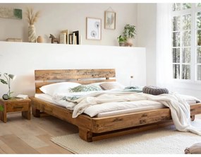 furniture-nabytek.cz - Masívna posteľ Madras z recyklovanej borovice, lakovaná, hnedá – 140×200 cm