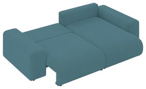 Tyrkysová menčestrová rozkladacia/s úložným priestorom rohová pohovka Luma – Ropez