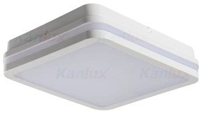 KANLUX Vonkajšie stropné LED osvetlenie s čidlom DEVON, 24W, 4000K, 26x26cm, hranaté, biele