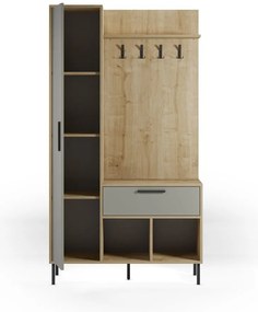 Predsieňová zostava v dekore duba v zeleno-prírodnej farbe 108x195x35 cm Heidy – Marckeric