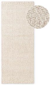 Krémový/slonovinový ručne tkaný behúň s prímesou vlny 80x200 cm Majoli – Elle Decoration