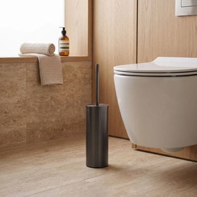 Rea B106, voľne stojaca WC kefa s kovovou nádobkou, 25,5 cm, titánová, REA-08870