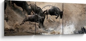 Obraz - Stádo pakoňov (s hodinami) (90x30 cm)