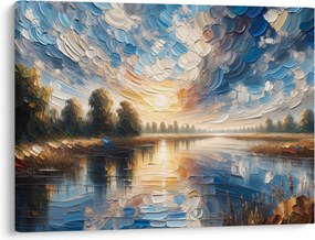 Obraz - Maľba slnka nad vodou (70x50 cm)