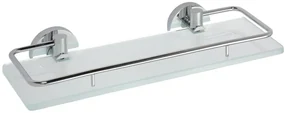 Sapho Sapho, X-ROUND E polička sklenená s výklopnou hrazdou 300x130mm, mliečne sklo, chróm, XR607