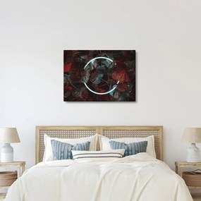 Obraz - Neónový kruh medzi palmami (70x50 cm)