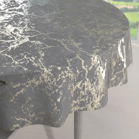 Biante Veľký zamatový okrúhly obrus Isabela IBL-015 Zlatý mramor na svetlo sivom Ø 170 cm