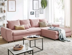 Rohová sedacia súprava Yoko, ružová látka