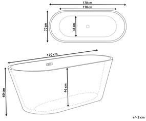 Voľne stojaca oválna vaňa 170 x 70 cm čierna CABRITOS Beliani