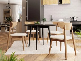 Okrúhly stôl Vidariko FI 100 so 6 stoličkami ST80 01, Dostupné poťahy: Magic Velvet 2250, farebné prevedenie stola v dreve: Čierna, farebné prevedenie stoličky v dreve: Prírodná