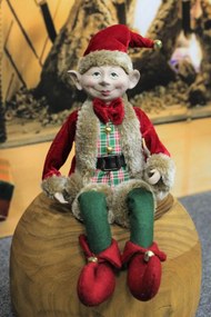 Tradičný červeno zelený vianočný škriatok 40cm