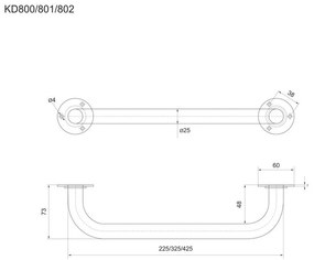 Mereo, Madlo rovné, biele, MER-KD802 Varianta: Madlo rovné, biele, 40 cm