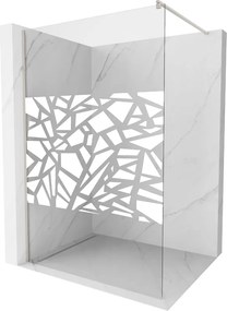 Mexen Kioto, sprchová zástena Walk-In 90 x 200 cm, 8mm číre sklo biely vzor, brúsená oceľ profil, 800-090-101-97-85