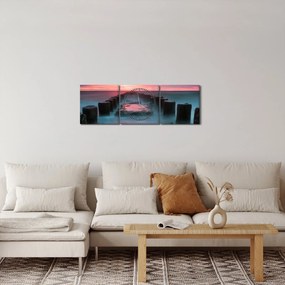 Obraz - Skaly v mori (s hodinami) (90x30 cm)