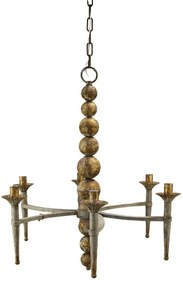 Zlatý 6 ramenný rustikálny luster