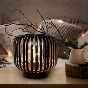 SOLIGHT Kovový oválny lampáš so žiarovkou micro LED, teplá biela, medená, 3xAA, 18cm