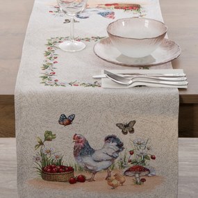 GOBELÍNOVÝ BEHÚŇ NA STÔL FOWL 40X100 CM VZOROVANÁ