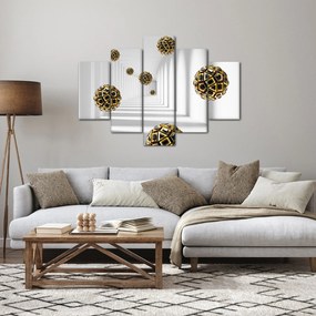 Abstraktný obraz futbalových lôpt (150x105 cm)