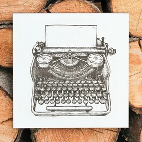 DUBLEZ | Drevený obraz do kancelárie - Retro písací stroj