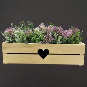 AMADEA Drevený obal na kvetináč so srdcom, 62x21,5x17cm Český výrobok