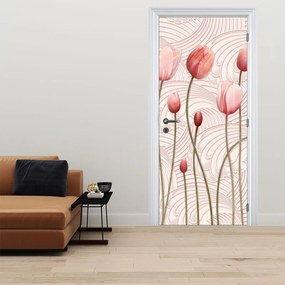 Fototapeta na dvere - Ružové tulipány (95x205cm)