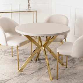 PROXIMA.store - Okrúhly rozkladací stôl LUGO FARBA: biela, FARBA NÔH: zlatá