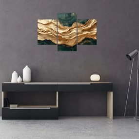 Obraz - Zelená abstrakcia so zlatom II. (90x60 cm)
