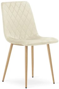 Jedálenská stolička TURIN zamatová, svetlobéžová / hnedé nohy