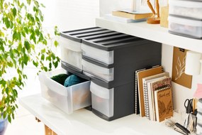 DUO M - Box s 2 zásuvkami (A4), úložný box výsuvný, antracit, Rotho SYSTEMIX