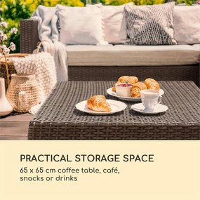 Blumfeldt Theia Lounge Set, záhradná sedacia súprava, rohová súprava, stolček, 5 vanúšov, hnedá