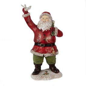 Vianočné dekorácie Socha Santa s vrecom a holubicou - 13*10*23 cm