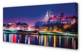 Obraz na plátne Krakow City noc rieka 125x50 cm