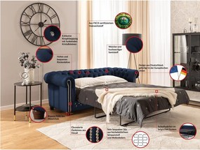 Modrá zamatová rozkladacia pohovka 203 cm York Blik – Ropez