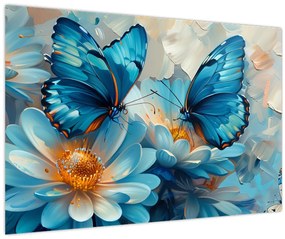 Obraz - Modrí motýle (90x60 cm)