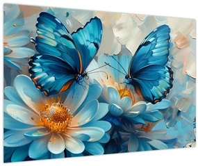 Obraz - Modrí motýle (90x60 cm)