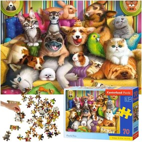 KIK CASTORLAND Puzzle 70 dielikov Hravé zvieratká - Zábavné zvieratká 5+