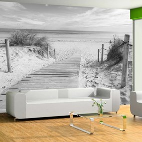 Artgeist Fototapeta - On the beach - black and white Veľkosť: 250x175, Verzia: Premium