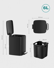Odpadkový kôš do kúpeľne NORD, 6l, čierna SongmicsHome