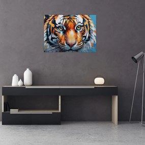 Sklenený obraz - Pohľad tigra, maľba (70x50 cm)