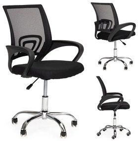 Ergonomická kancelárska stolička v čiernej farbe s kovovou základňou